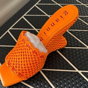 Gianni Bini Orange Knit Slide Heel